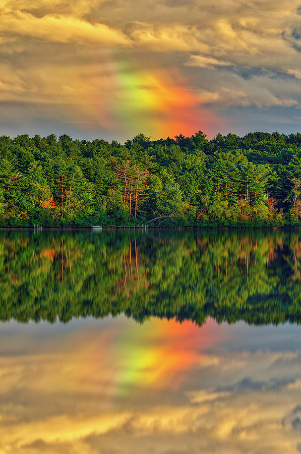 Rainbow Photograph - Cochituate Lake Rainbow by Juergen Roth