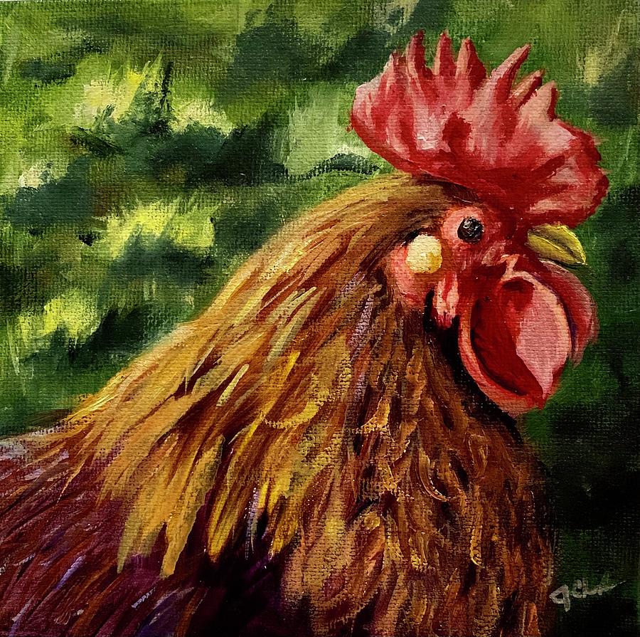 Cock-a-Doodle-Who Painting by Jan Chesler