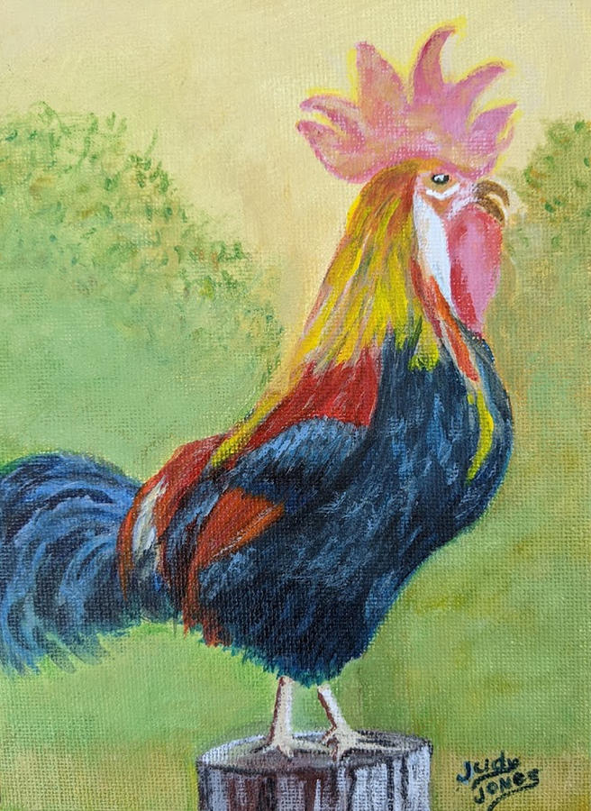 Rooster Painting - Cock Of The Walk by Judy Jones