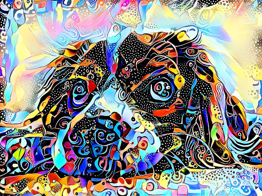 Cocker Spaniel Dog in Vibrant Contemporary Surreal Abstract Colors 20210206 Photograph by Wingsdomain Art and Photography