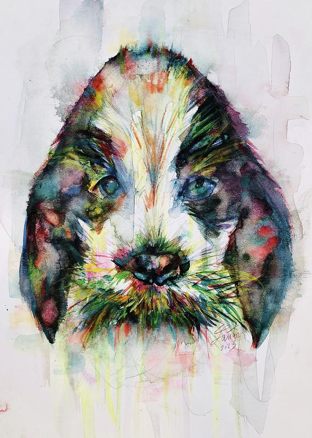 Dog Painting - COCKER - watercolor portrait .2 by Fabrizio Cassetta