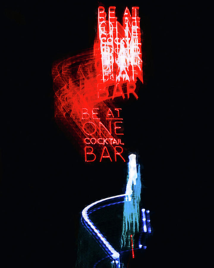 Cocktail Bar Neon Painting by AM FineArtPrints