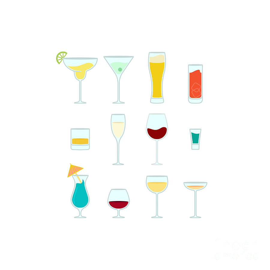 Cocktail Glasses Set Vector Digital Art