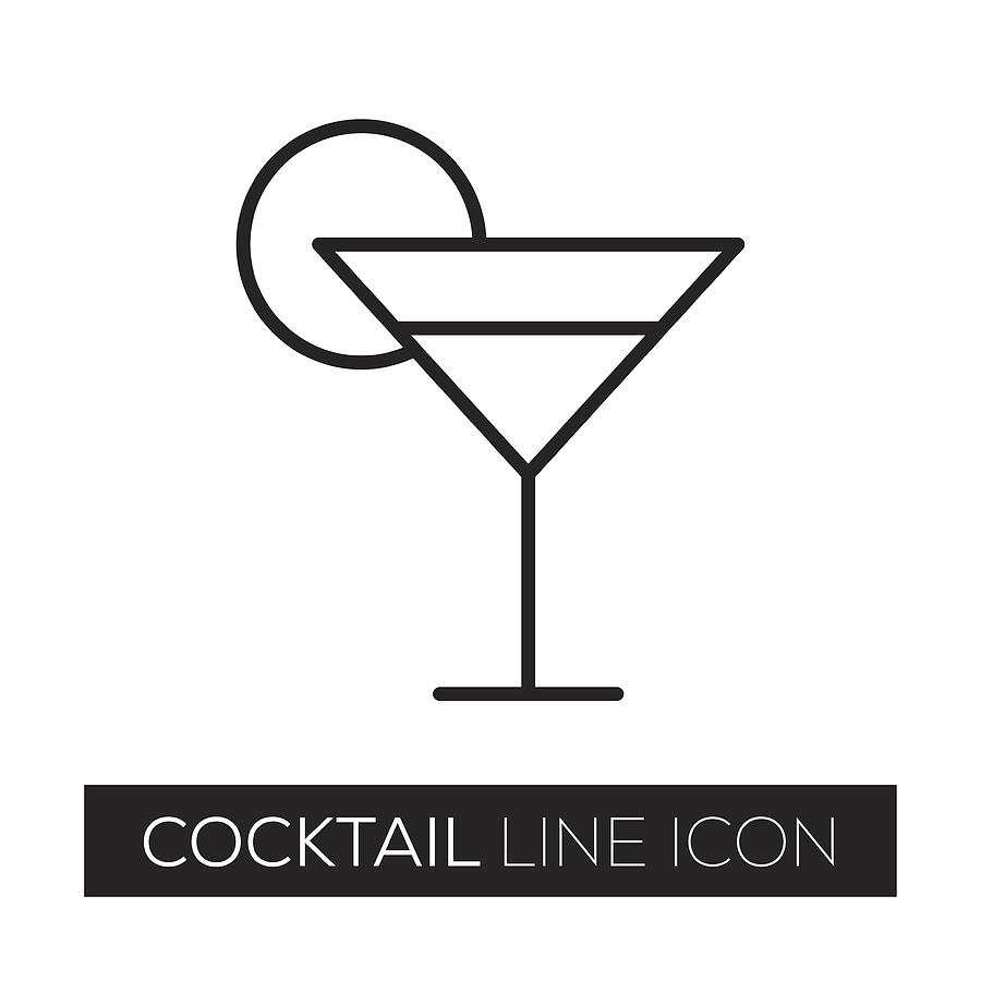 Cocktail Line Icon Drawing by Cnythzl