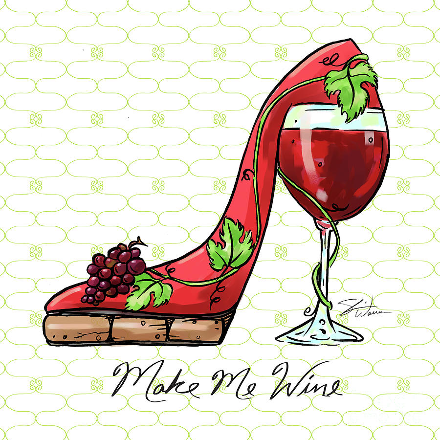 Martini Mixed Media - Cocktail Shoes Wine Walker by Shari Warren