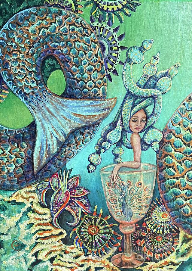 Cocktails Under the Waves Painting by Linda Markwardt