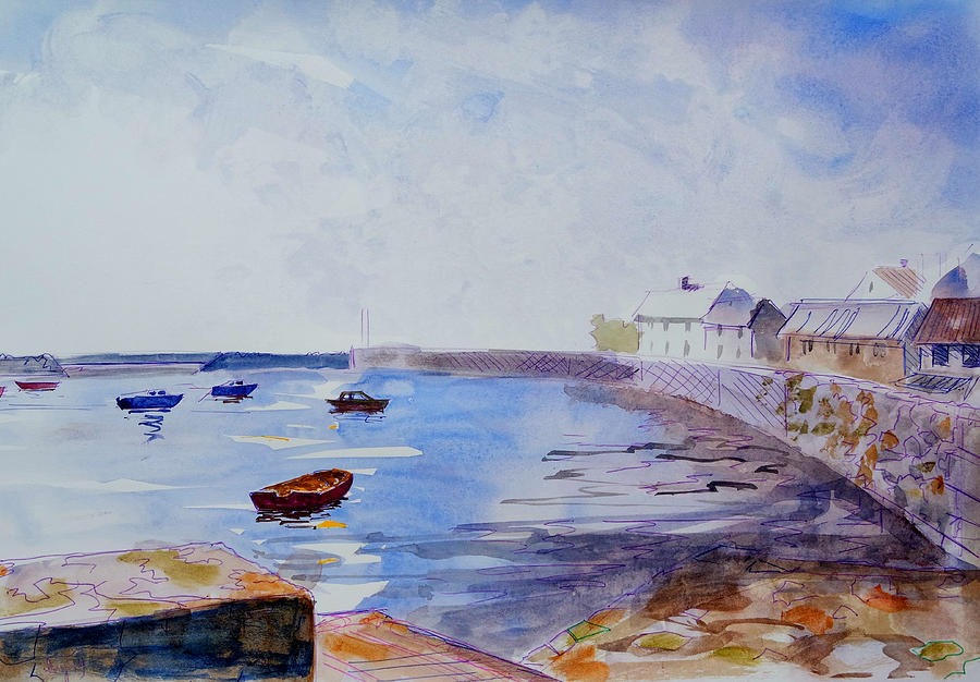 Cockwood harbour at the edge of the water Painting by Mike Jory