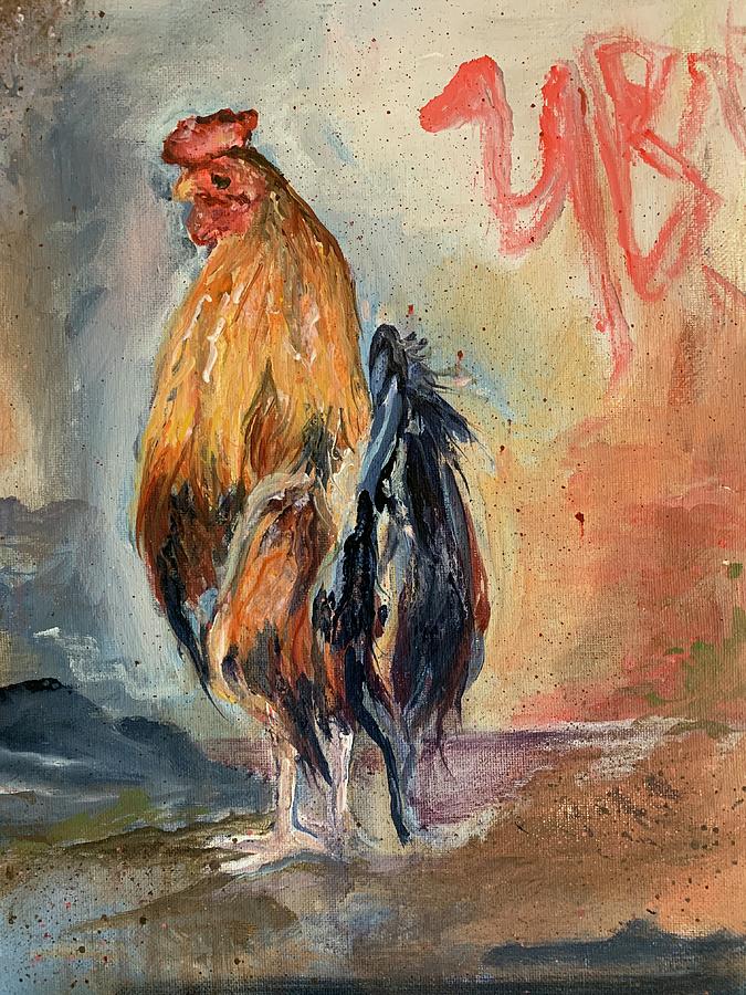 Cocky Rooster Painting by Lynn Shaffer