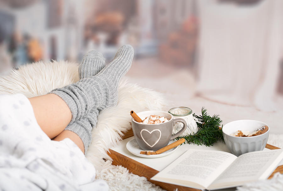 Cocoa, Hot Chocolate, Book, Cosy In The Wintertime Photograph by Leoba
