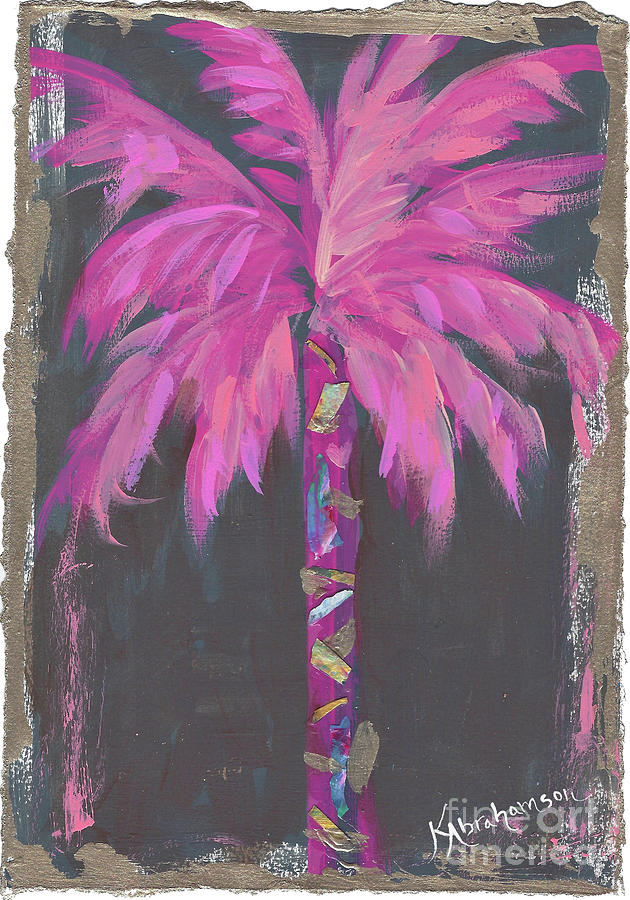 Coconut Beach Pink Palm Tree Painting no 55 Painting by Kristen Abrahamson