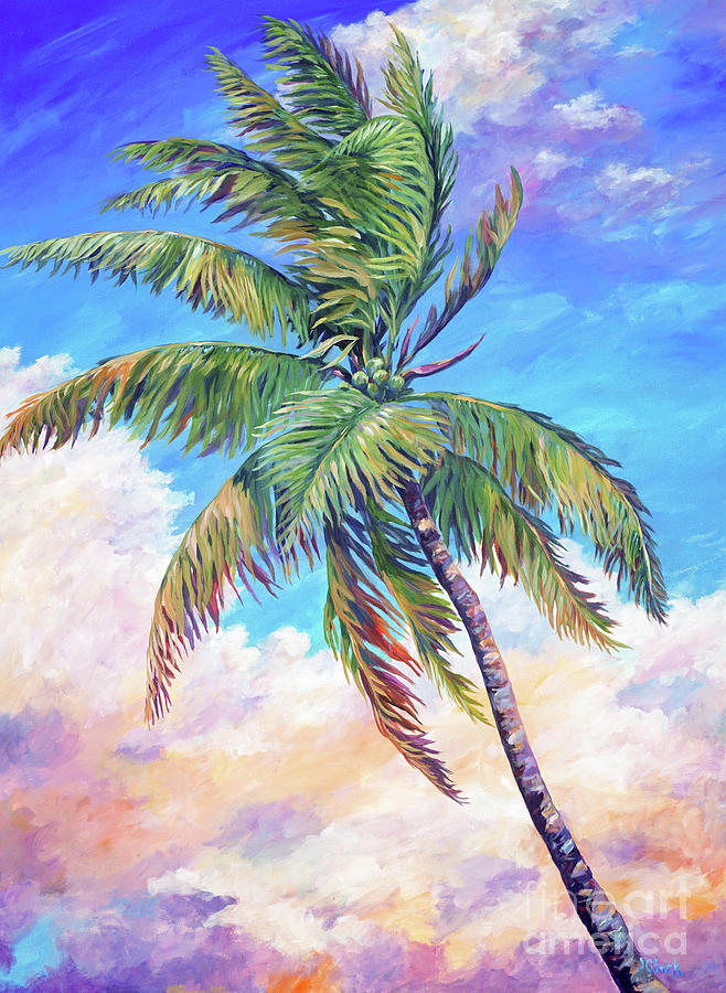 Coconut Palm Tree In The Breeze Painting