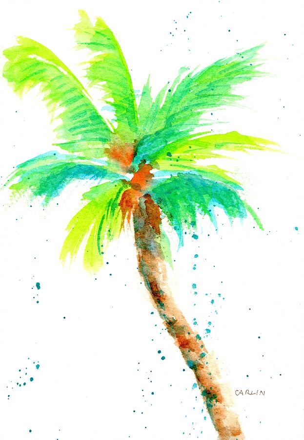 Coconut Palm Tree Splash 1 Painting by Carlin Blahnik CarlinArtWatercolor
