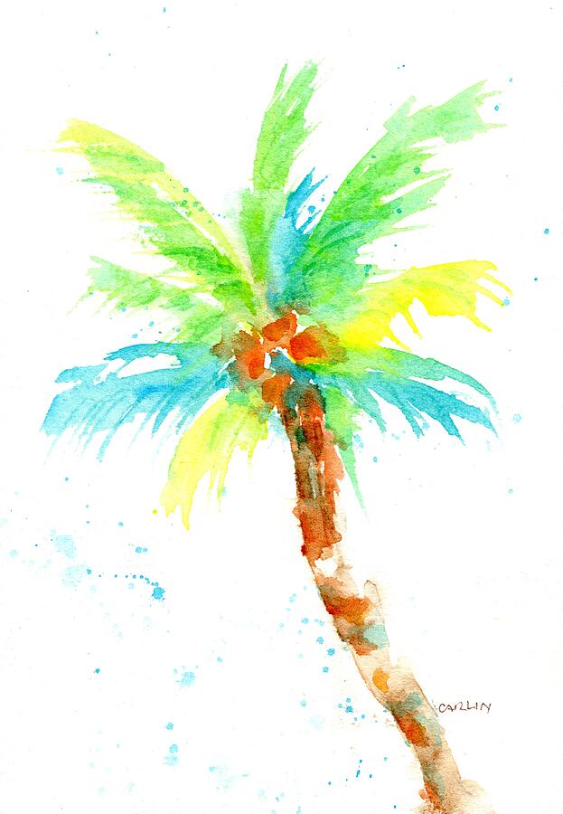 Coconut Palm Tree Splash 2 Painting by Carlin Blahnik CarlinArtWatercolor