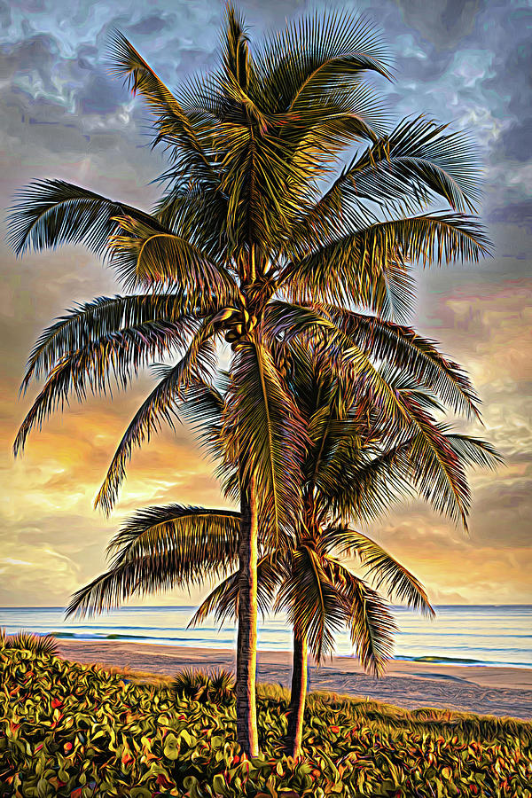 Coconut Palm Trees Painting Photograph by Debra and Dave Vanderlaan
