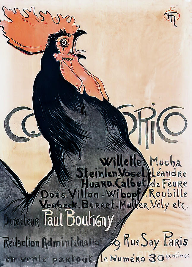 Cocorico Art Nouveau Exhibition Poster Paris 1898 Drawing by M G Whittingham