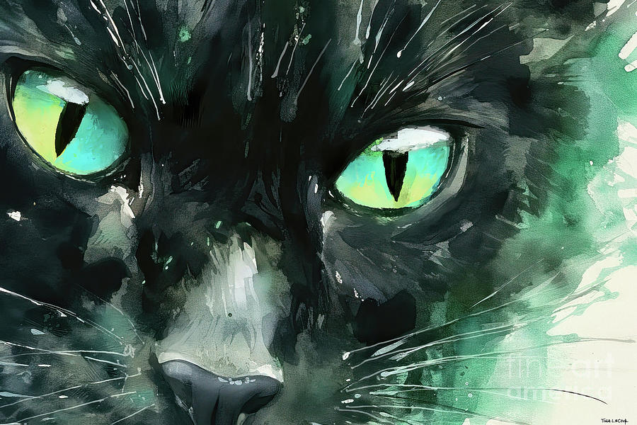 Cat Painting - Cocos Cat Eyes by Tina LeCour