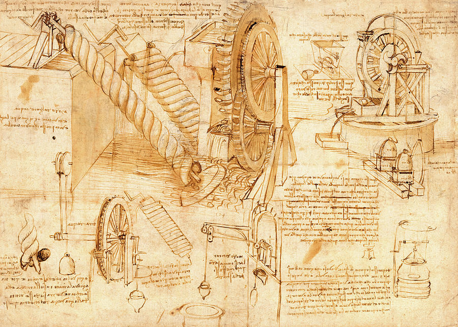 Codex Atlanticus, Hydraulic Machines Painting by Leonardo da Vinci - Pixels