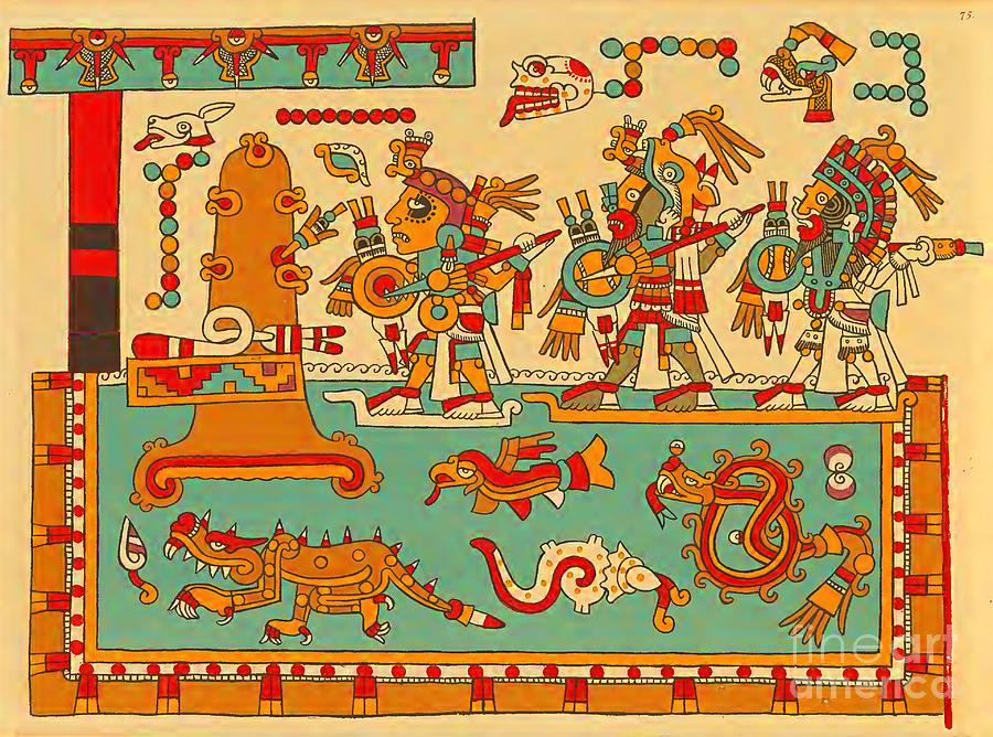 Codex Zouche Nuttall Pre Columbian Mixtec Hispanic Mexican 14th Century Painting by Peter Ogden