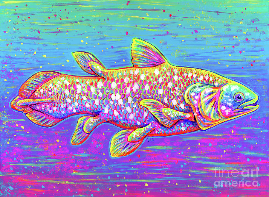 Coelacanth - Ancient Ancestor of the Deep Painting by Rebecca Wang