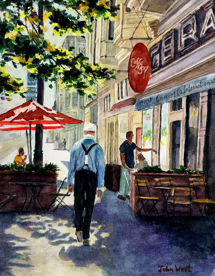 Caffe 817 in Oakland Painting by John West