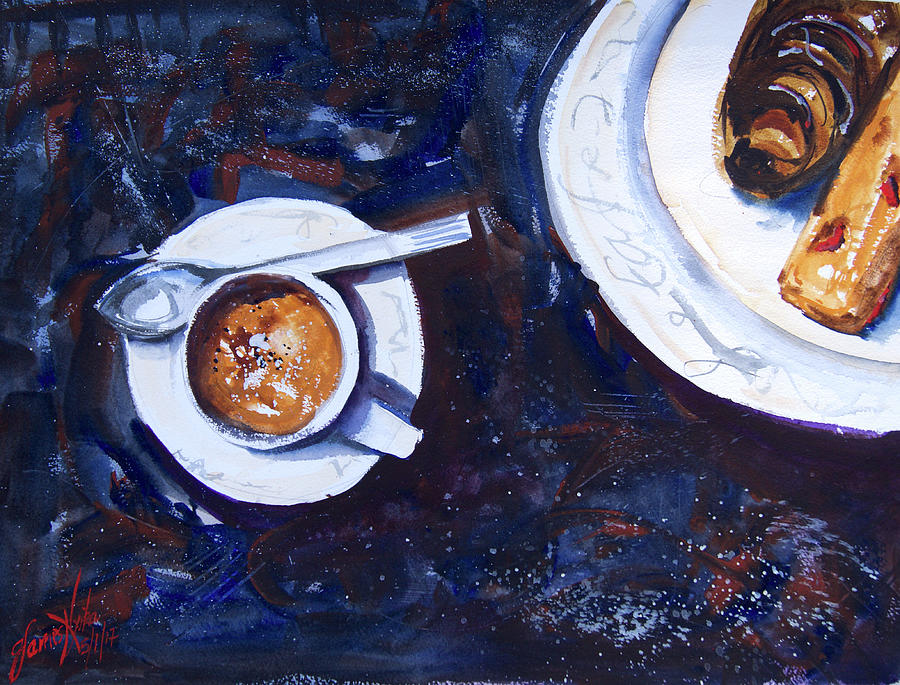 Coffee Painting - Coffee and Pastries by James Nyika