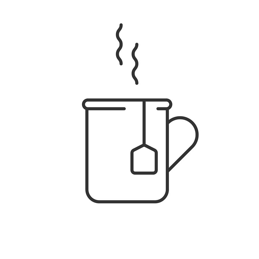 Coffee and Tea Mug Icon Line Vector Design. Drawing by Designer29