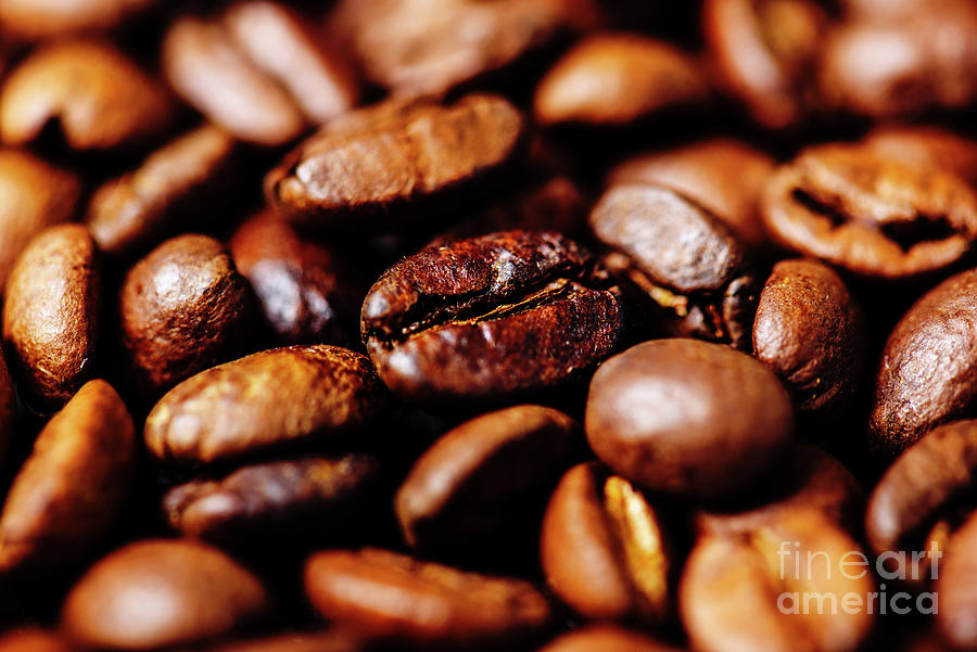 Coffee beans background from above. Coffee shop creative menu de Photograph by Jelena Jovanovic