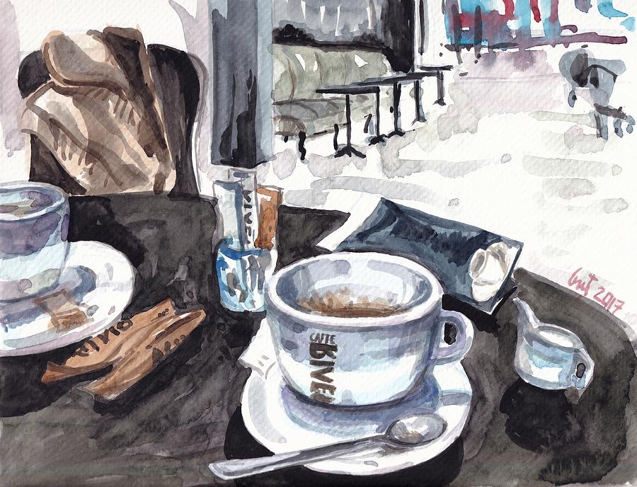 Coffee Break Painting by George Cret