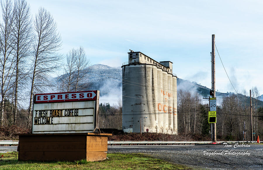 Coffee Concrete and North Cascades Photograph by Tom Cochran