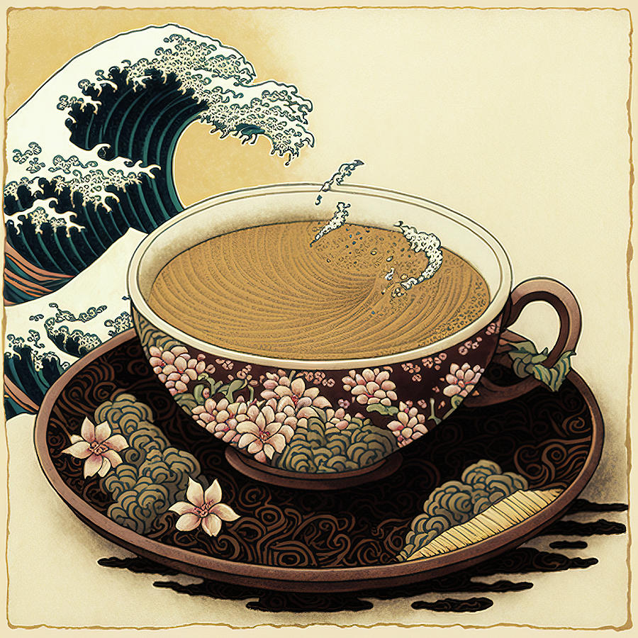 Coffee Cup Ukiyo-e Style 01 Digital Art by Matthias Hauser