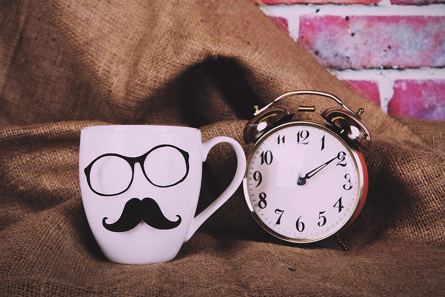 Coffee cup with a black hipster mustache  Vintage Retro Photograph by Christopherhall