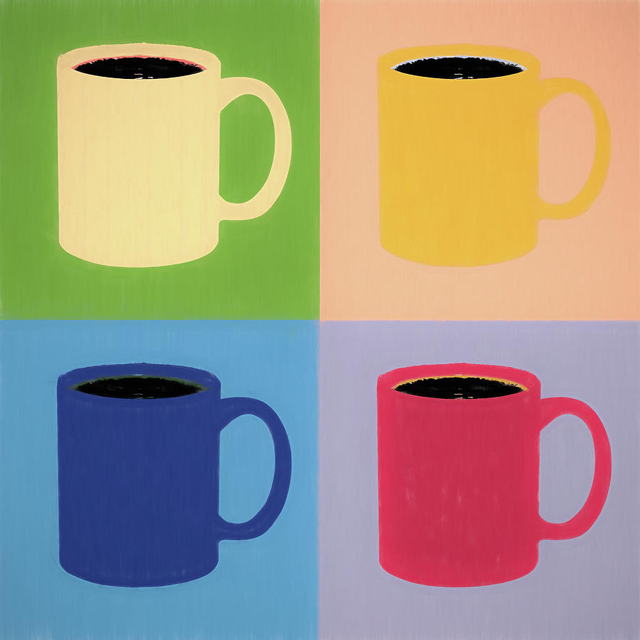 Coffee Cups Pop Art Panel Painting by Dan Sproul