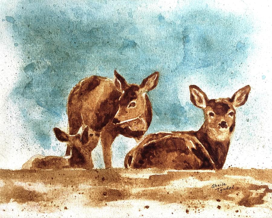 Coffee Deer Painting by Sheila Tysdal