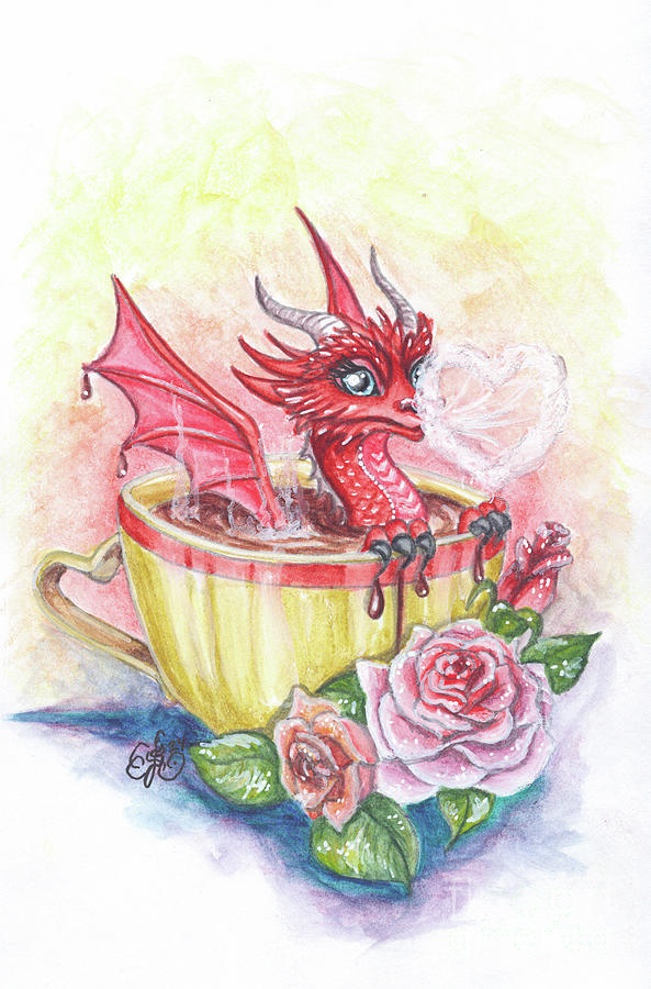 Coffee Dragon Drawing by Scarlett Royale