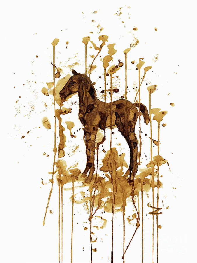Farm Animals Painting - Coffee Foal by Zaira Dzhaubaeva
