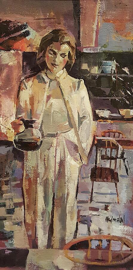 Coffee Gal Painting by Tim Heimdal