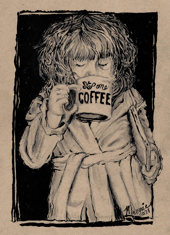 Coffee Girl Drawing by Marnie Clark