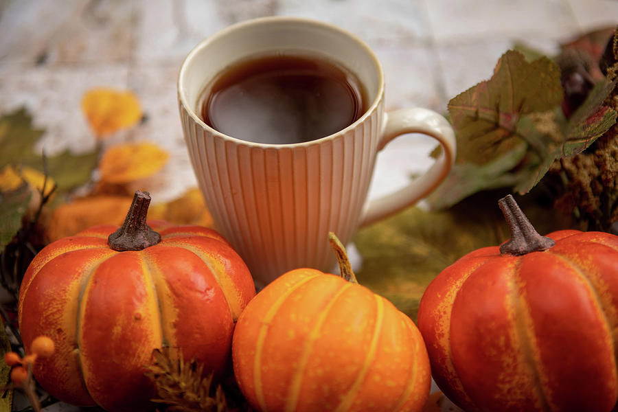 Coffee in the Fall Photograph by Rebecca Cozart