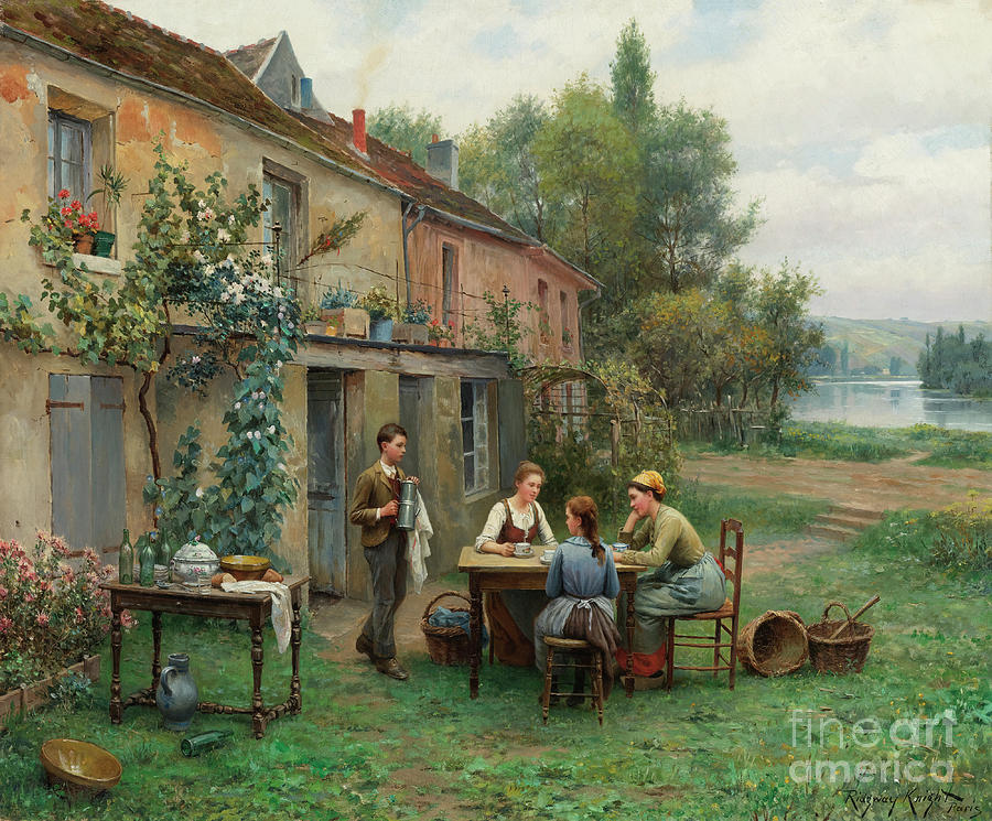 Coffee in the Garden Painting by Daniel Ridgway Knight