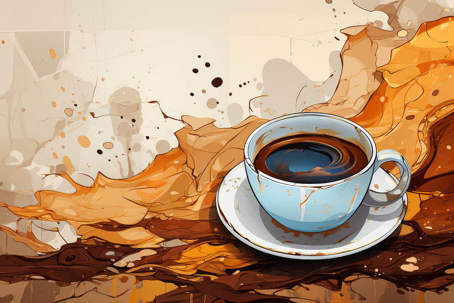 Coffee Painting - Coffee Love 01 by Miki De Goodaboom