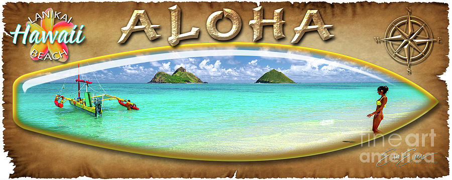 Coffee Mug Lanikai Beach Paradise Oahu Hawaii Surf Board Photograph by Aloha Art