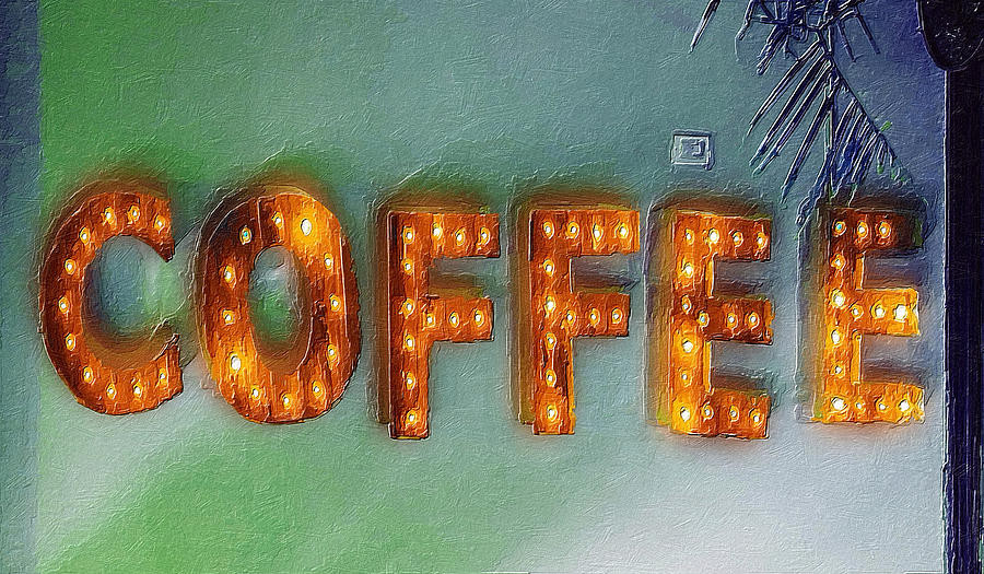 New York City Painting - Coffee Neon Sign by Tony Rubino