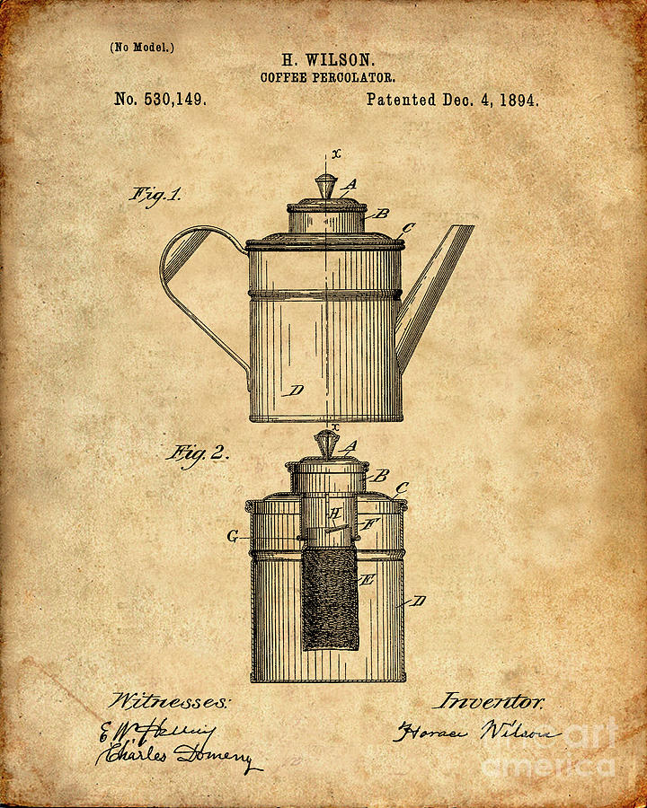 Coffee Pot Patent Print Digital Art by Visual Design - Fine Art America