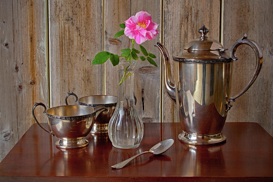 Coffee Service with Rose Photograph by Ira Marcus
