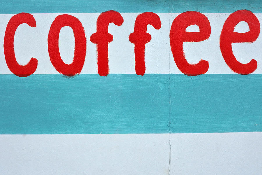 Coffee sign on a wooden background Photograph by Rafael Ben-Ari