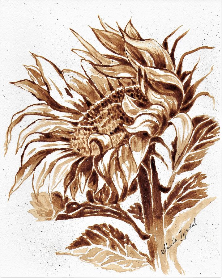 Coffee Sunflower Painting By Sheila Tysdal Pixels