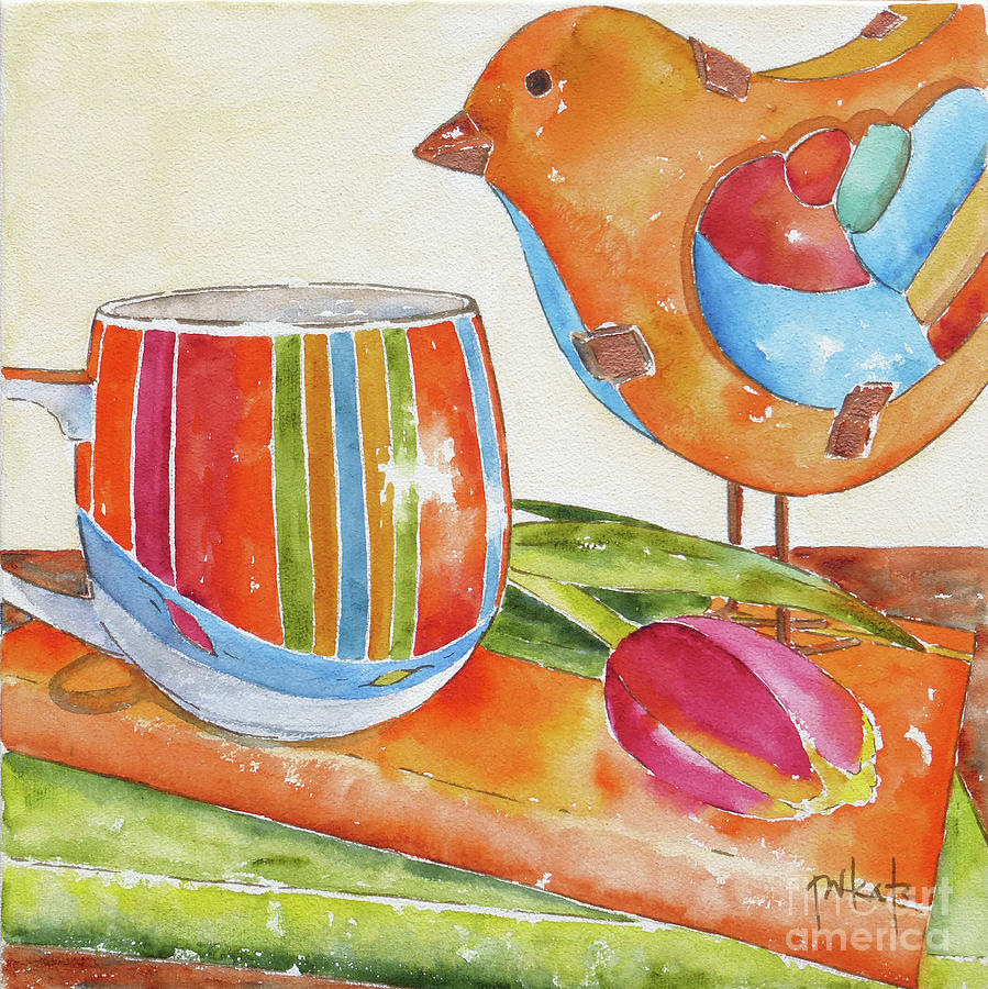 Coffee With The Birds Painting by Pat Katz
