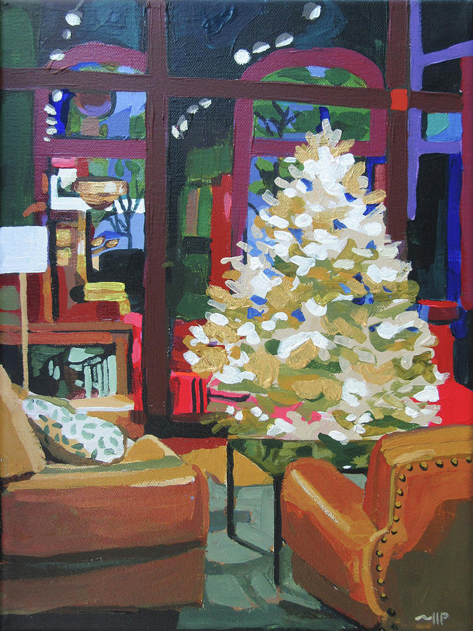 Coffeehouse Christmas Painting by Melinda Patrick