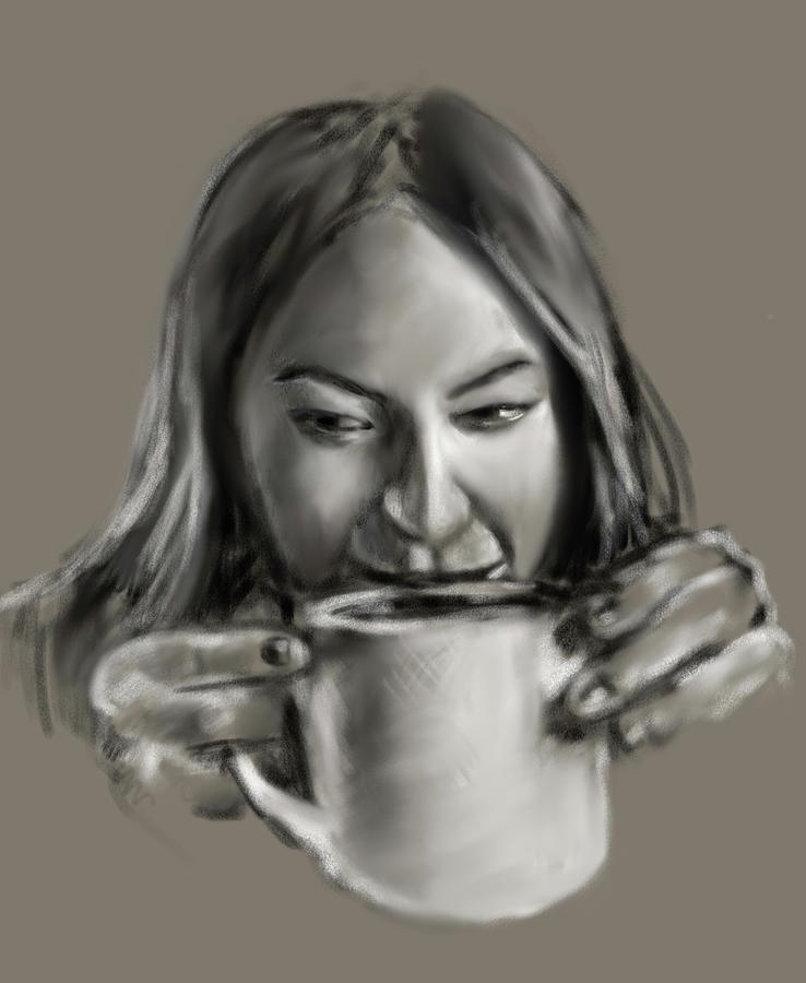 Coffeehouse Woman Drawing by Larry Whitler