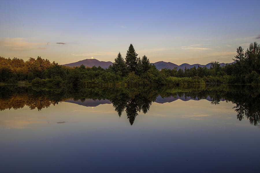Coffin Pond Sunset Moonrise Photograph by White Mountain Images